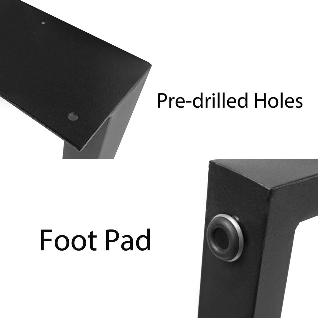 Black Cast Iron Metal Square Tube Table Legs 28 inch 2 PCS A63985