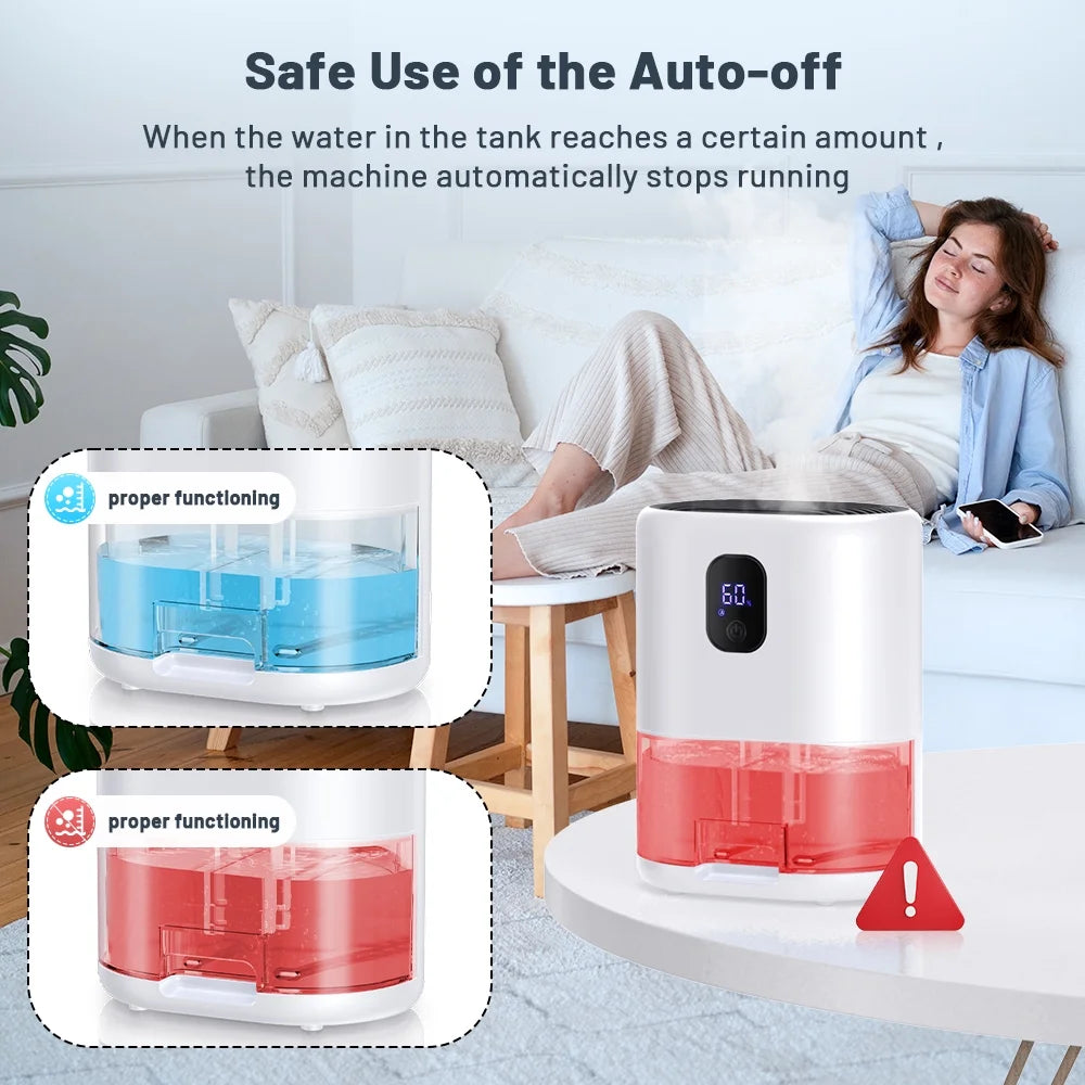 1000ml Portable Dehumidifier, Auto Defrost, Ultra Quiet, White E235