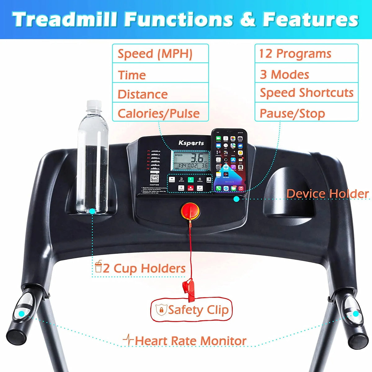 Multi Function Treadmill with Inclines K62178