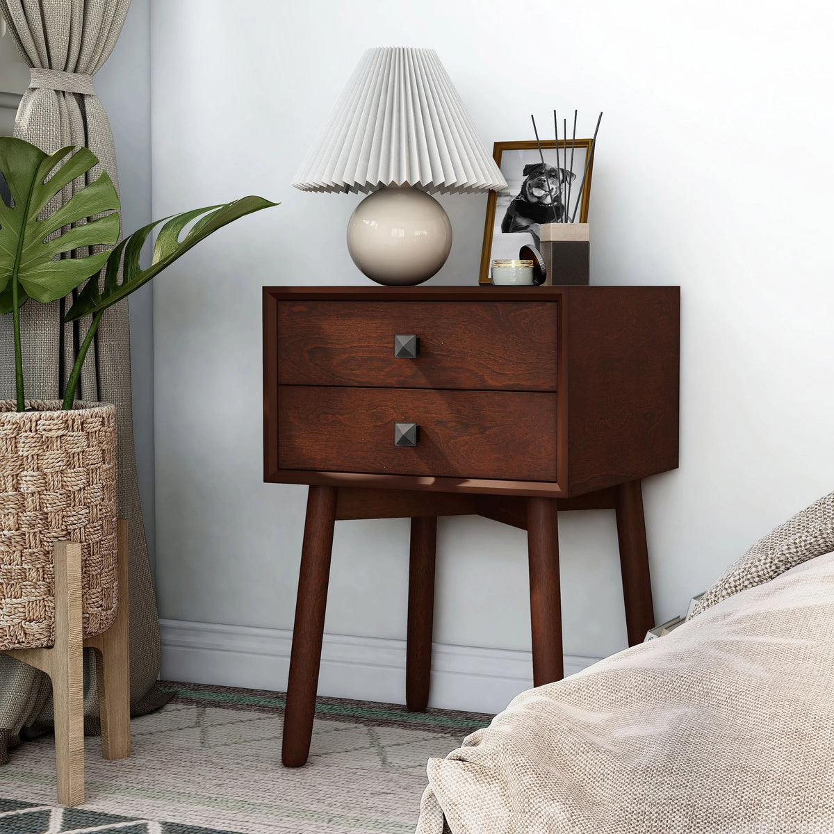 Espresso 2-Drawer Wood End Table E45969