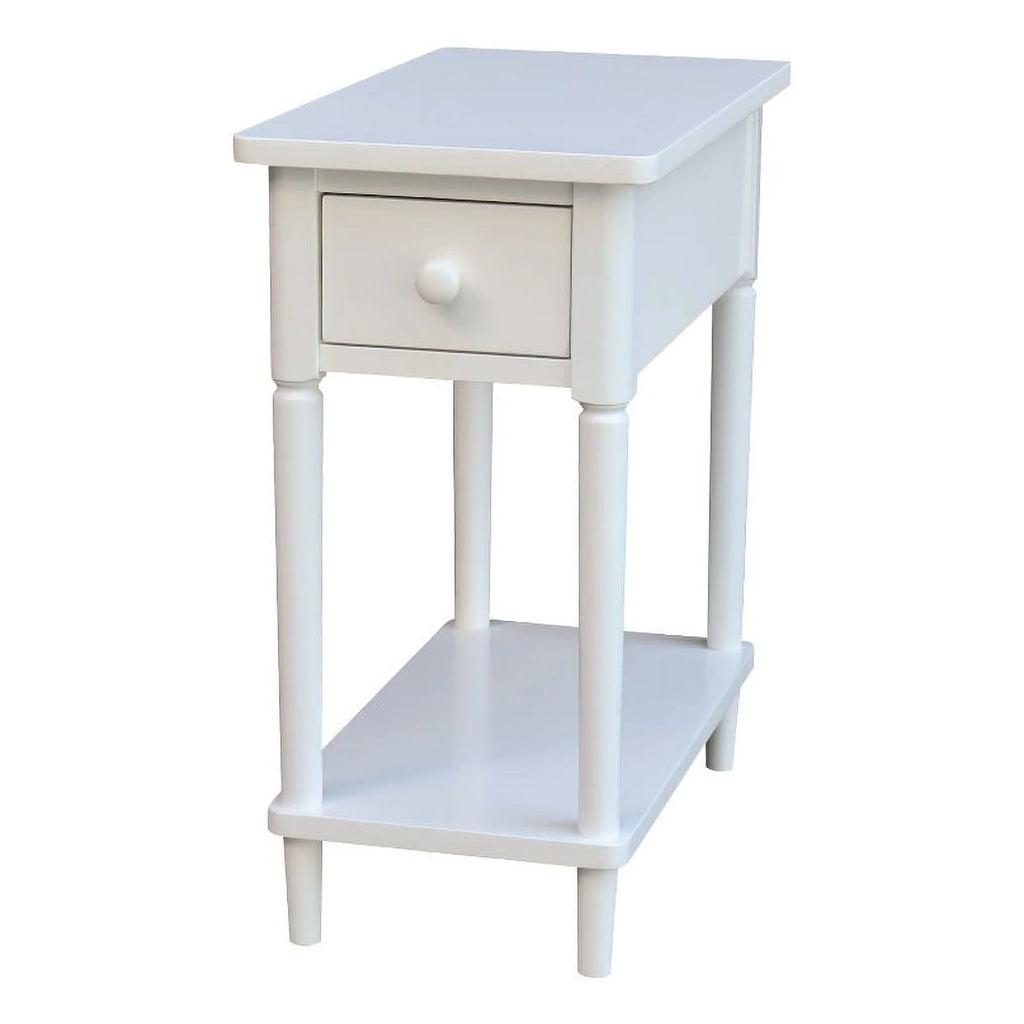 White Narrow Solid Wood Side Table B2162