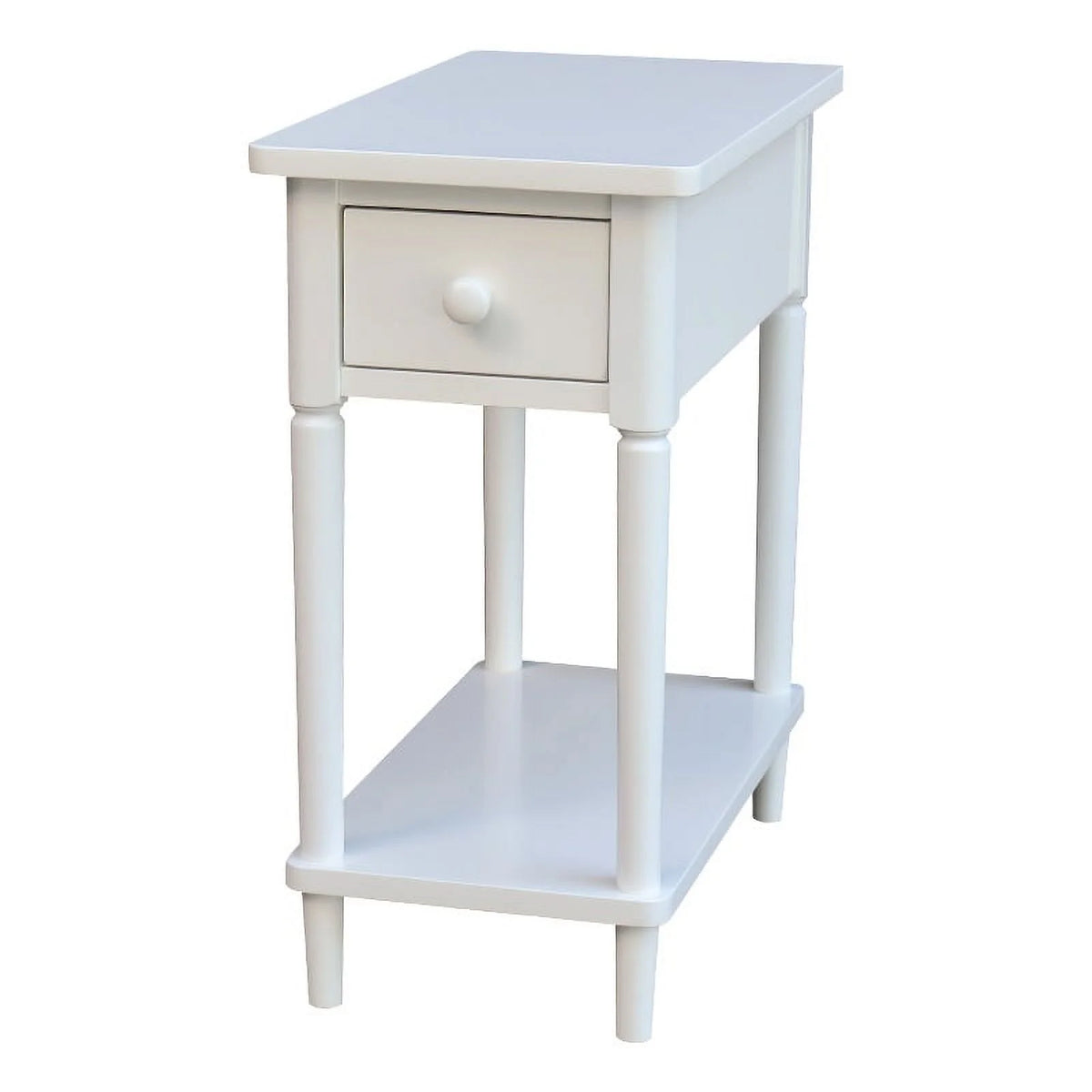 White Narrow Solid Wood Side Table B2162