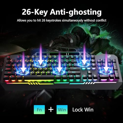 Gaming Keyboard and Mouse Combo with RGB Backlit, All-Metal Panel, Anti-Ghosting, USB Wired S38703