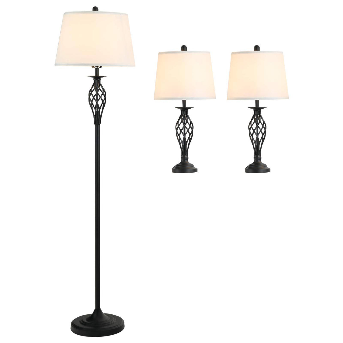 3 Piece Table Floor Lamp Set with Fabric Lampshade J3373