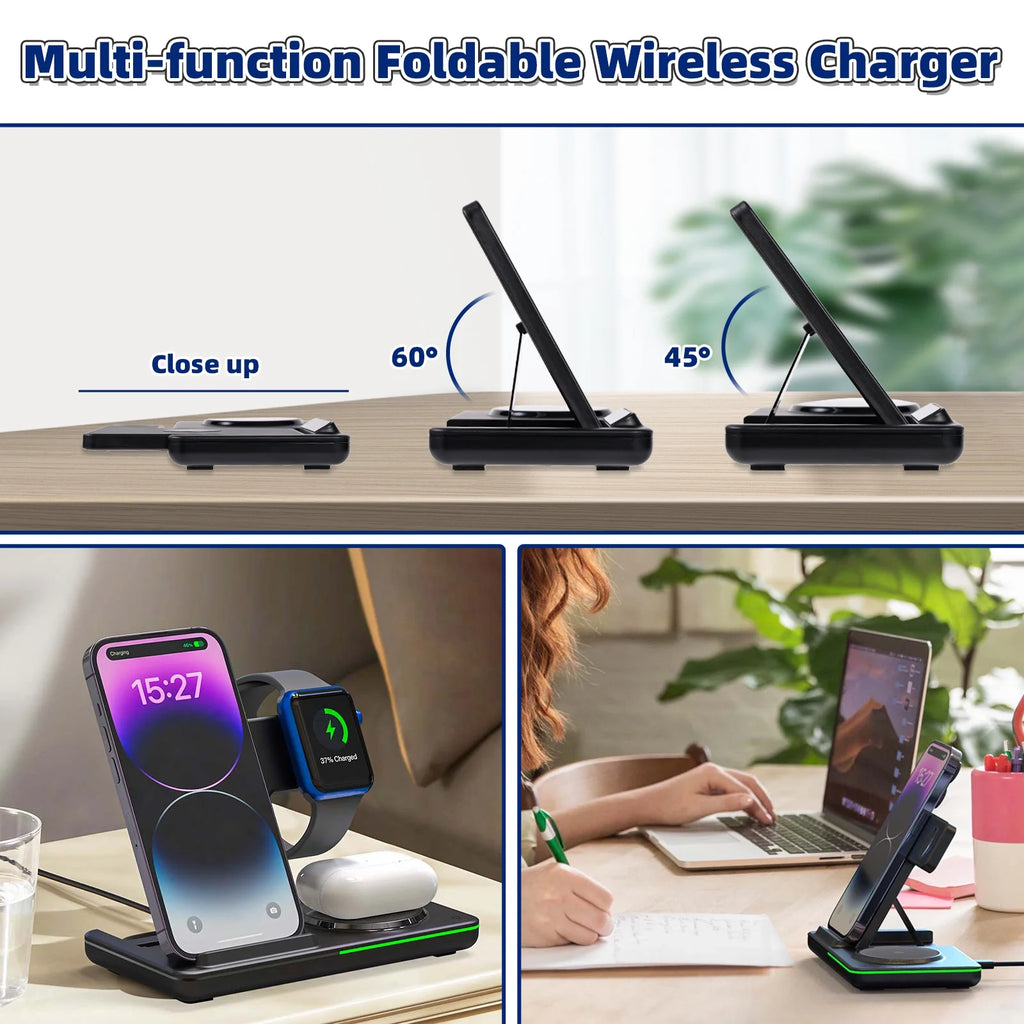 White 18W Foldable Wireless Charging Station X60963