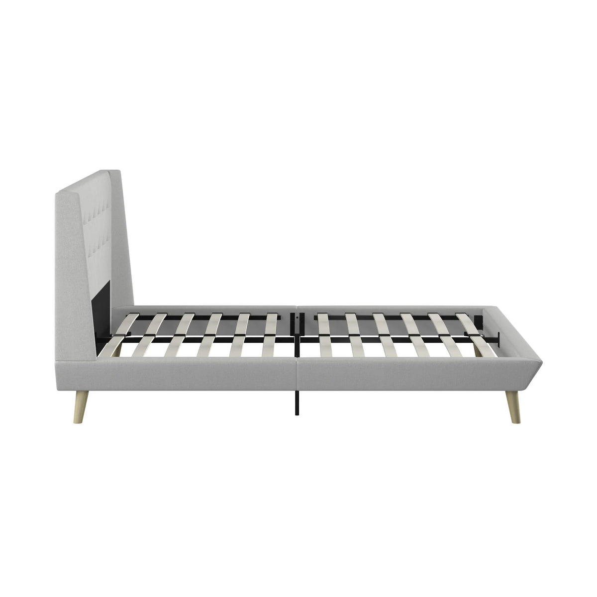 Light Gray Linen Upholstered Bed with Low Profile Platform Frame, Full J161209
