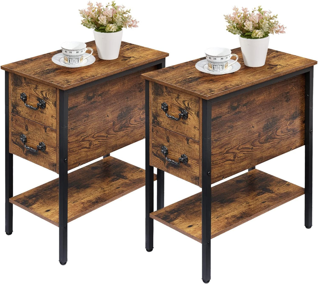 Brown 2 Drawer Nightstand with Shelf Q162393
