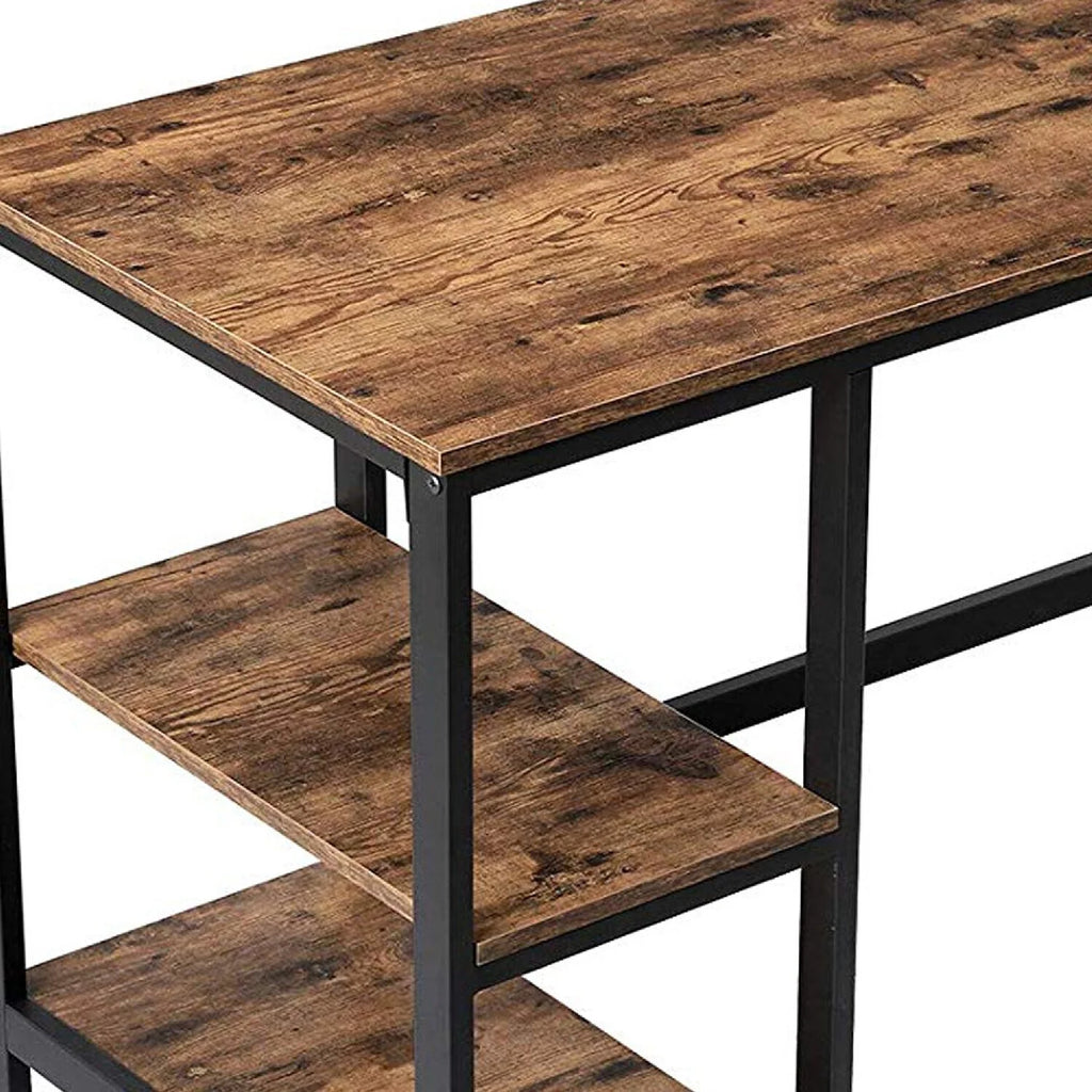 55 Inch Wood And Metal Desk With 2 Shelves B8444