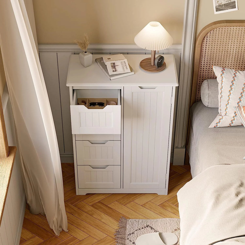 White 33" Wooden Storage Cabinet with 4 Drawers R33260