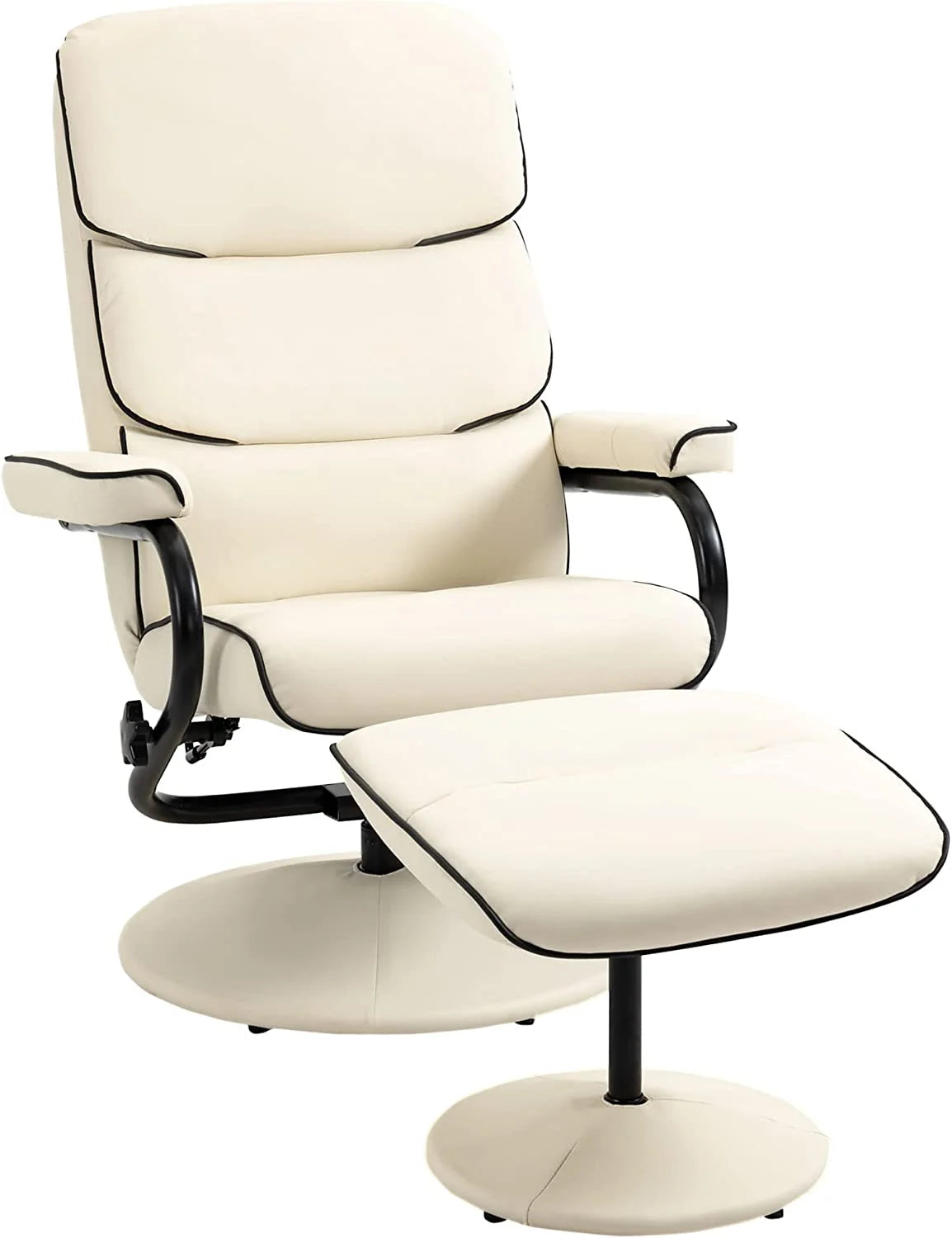Brown PU Leather Swivel Recliner Chair with Ottoman Z1279