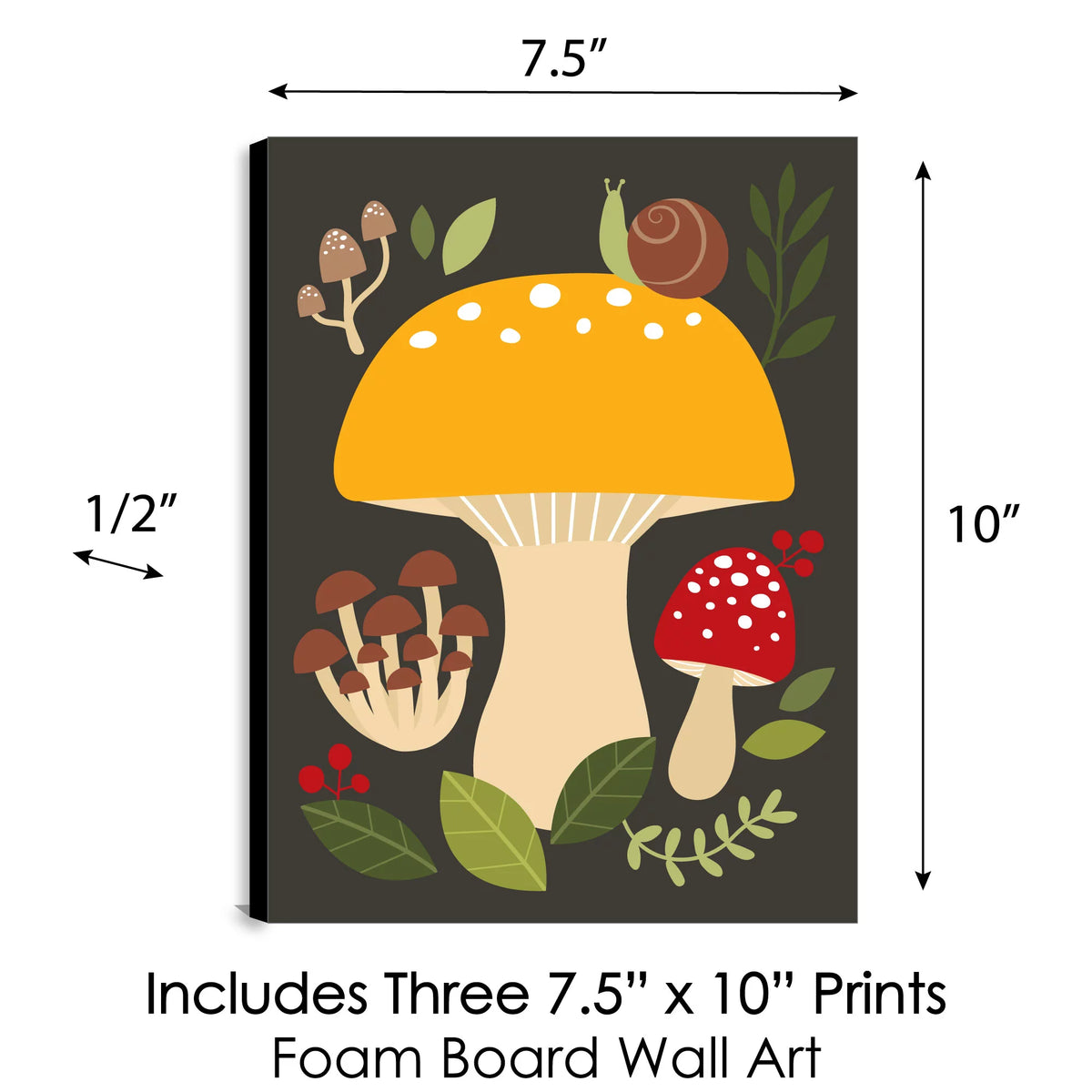 Red Toadstool Wall Art and Kitchen Room Decor Set of 3 Prints C54336