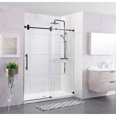 Matte Black Sliding Frameless Shower Door Y940