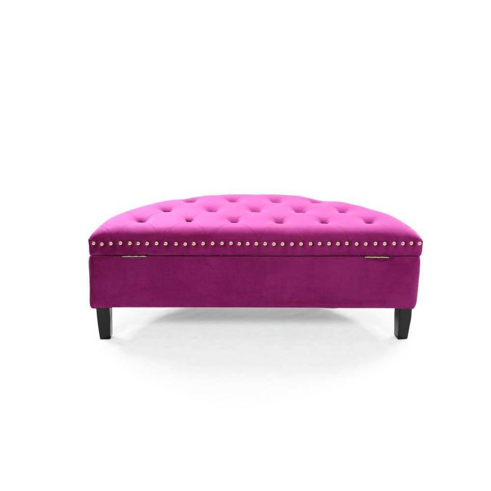 Plum Velvet Half Moon Storage Ottoman A9065