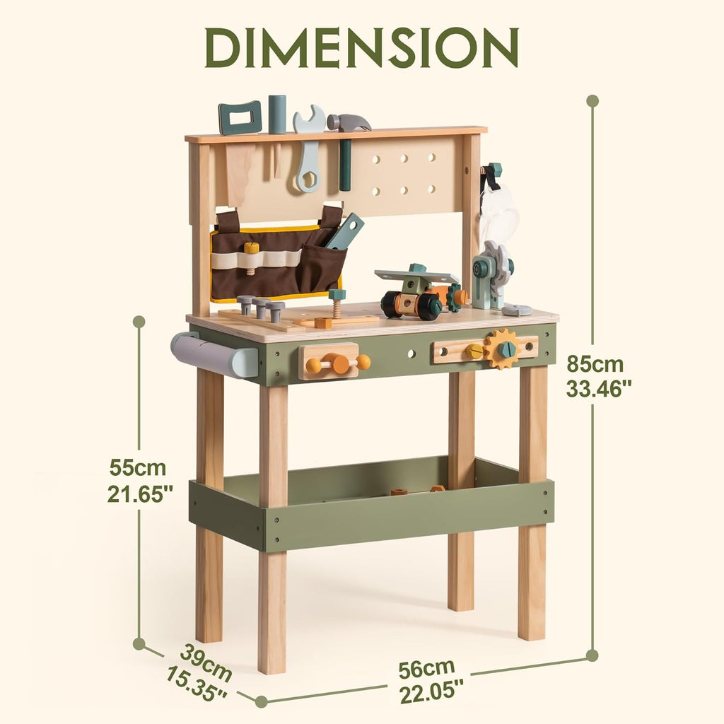 Wooden Kids Tool Bench with Tool Belt and Play Tools Set F706476
