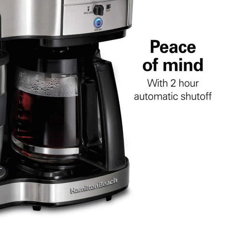 2-Way Coffee Maker, Single-Serve or 12 Cups, Glass Carafe, Black V491