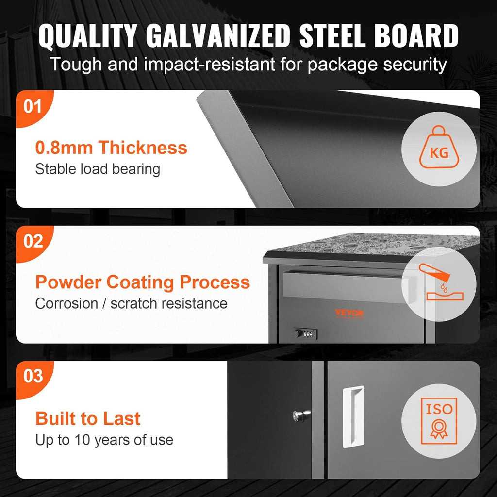 Galvanized Steel Package Delivery Box with Coded Lock W7664