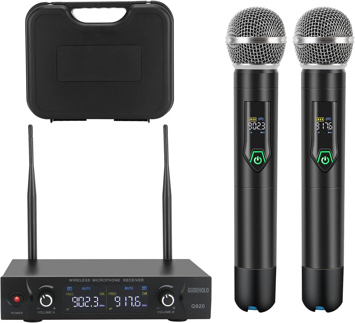 Metal UHF Dual Handheld Wireless Microphone System with Case P134424