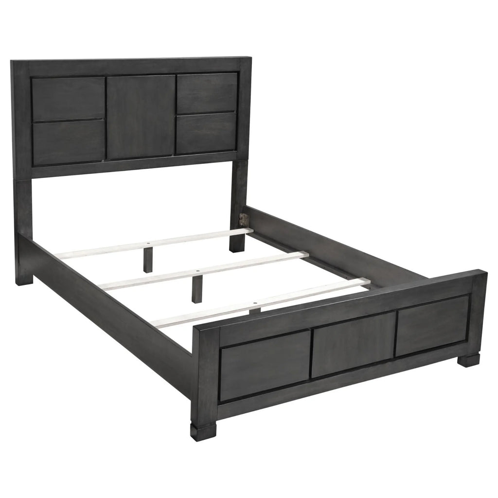Dark Grey Rectangular Panel Bed J30190