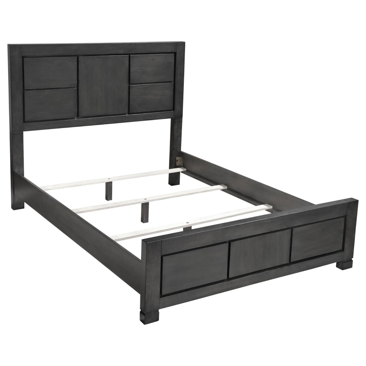 Dark Grey Rectangular Panel Bed J30190