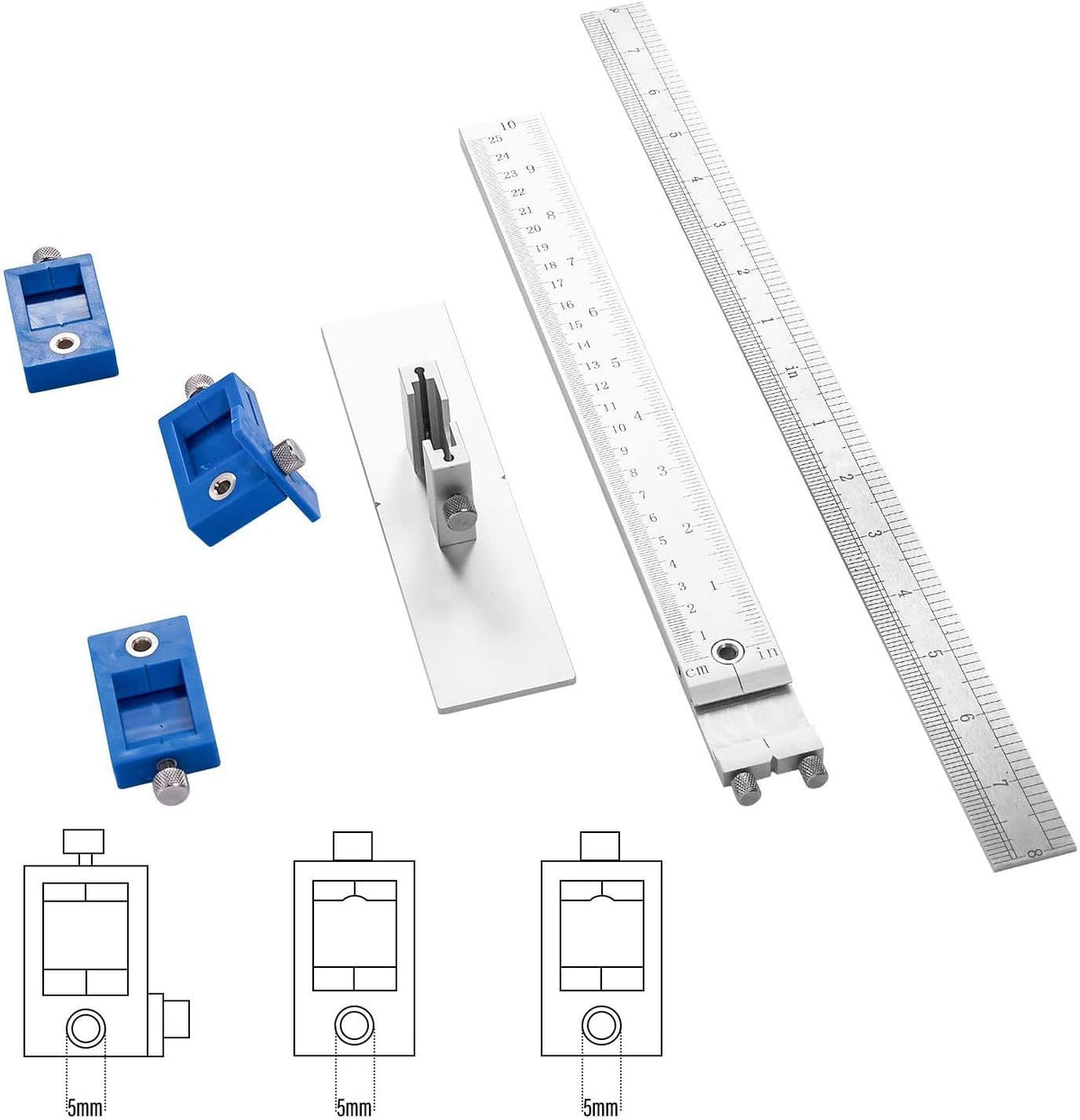Cabinet Hardware Jig Aluminum Alloy Drill Guide Drawer Pull Drilling Templates Tool Pack of 2 R350240