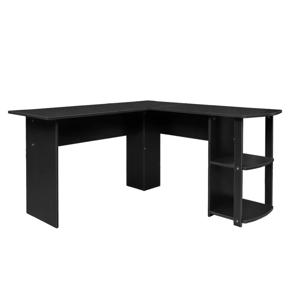 L Shaped Wood Corner Desk with Bookshelves I34616