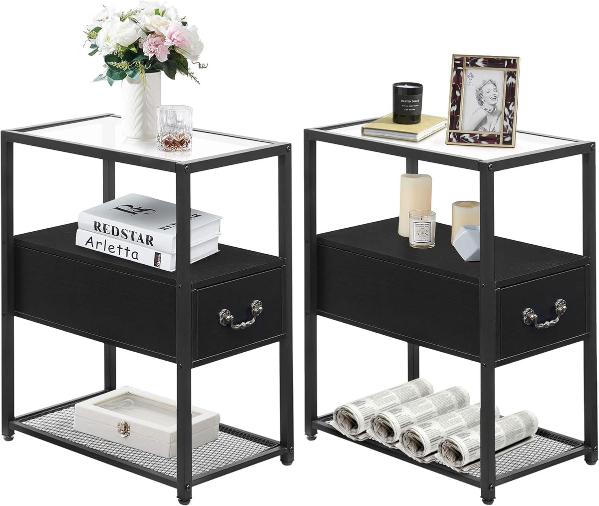 Brown 2 Drawer Nightstand with Shelf Q162393