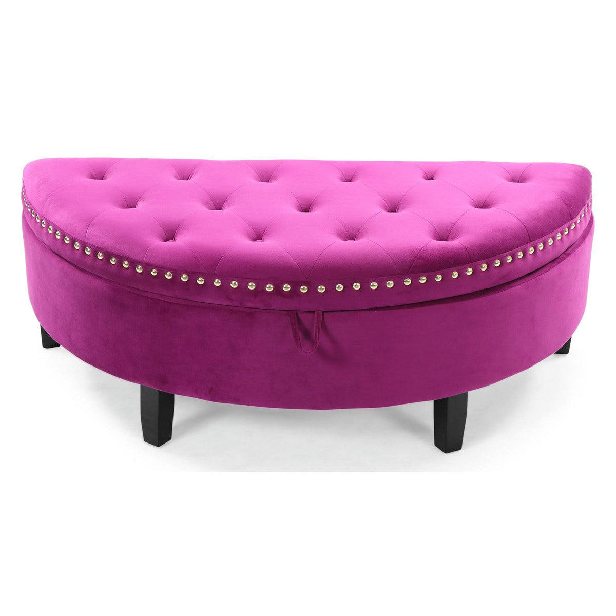 Plum Velvet Half Moon Storage Ottoman A9065