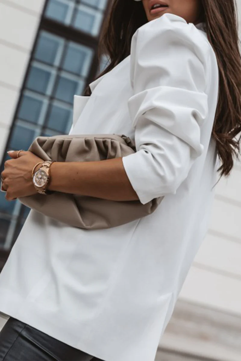 Casual Solid Turndown Collar Outerwear X8782