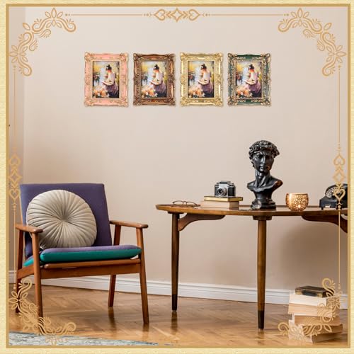 4 Pcs Vintage 4x6 Oval Ornate Picture Frame Set G69394