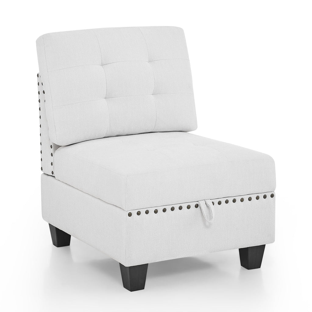 U Shape Modular Sectional Sofa with Seven Single Chair, Four Corner and One Ottoman, Ivory E702115