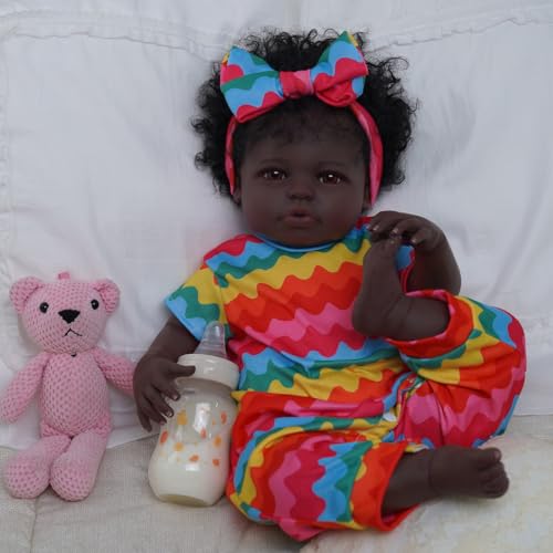 18-Inch Realistic Black Baby Doll with Clothes and Toy K622827