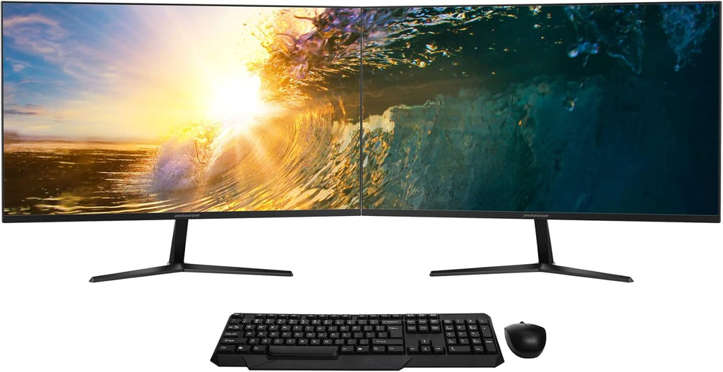 27 Inch FHD IPS LED Desktop Monitor 2 Pack with Wireless Keyboard and Mouse Combo T58893