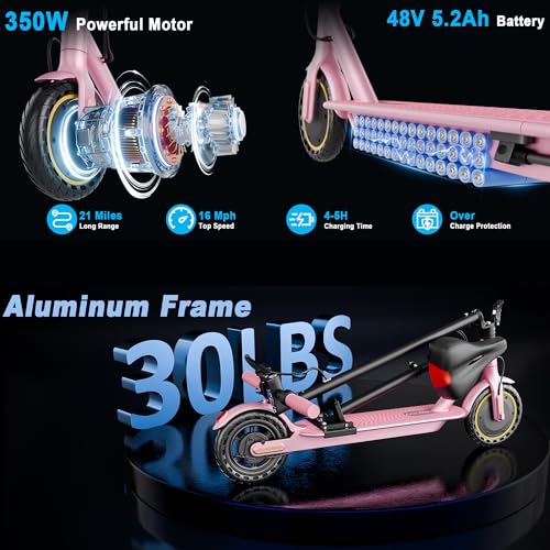 Folding Electric Scooter with Seat, 350W Motor, 8.5" Tire, 19MPH, 21Mile Range B812222