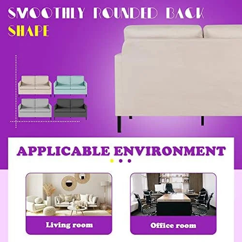 Fabric Modern Small Loveseat Sofa Couch 51" W Upholstered 2-Seater with Iron Legs F275447
