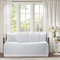 White Medallion Floral 6 Piece Microfiber Daybed Quilt Bedding Set B61888