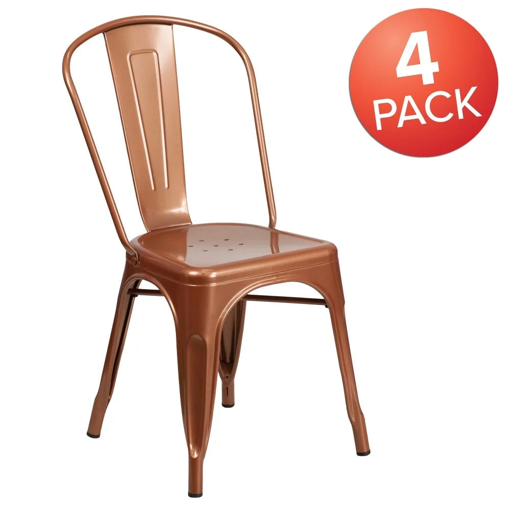 Red Metal Stackable Bistro Chair Set of 4 B262602