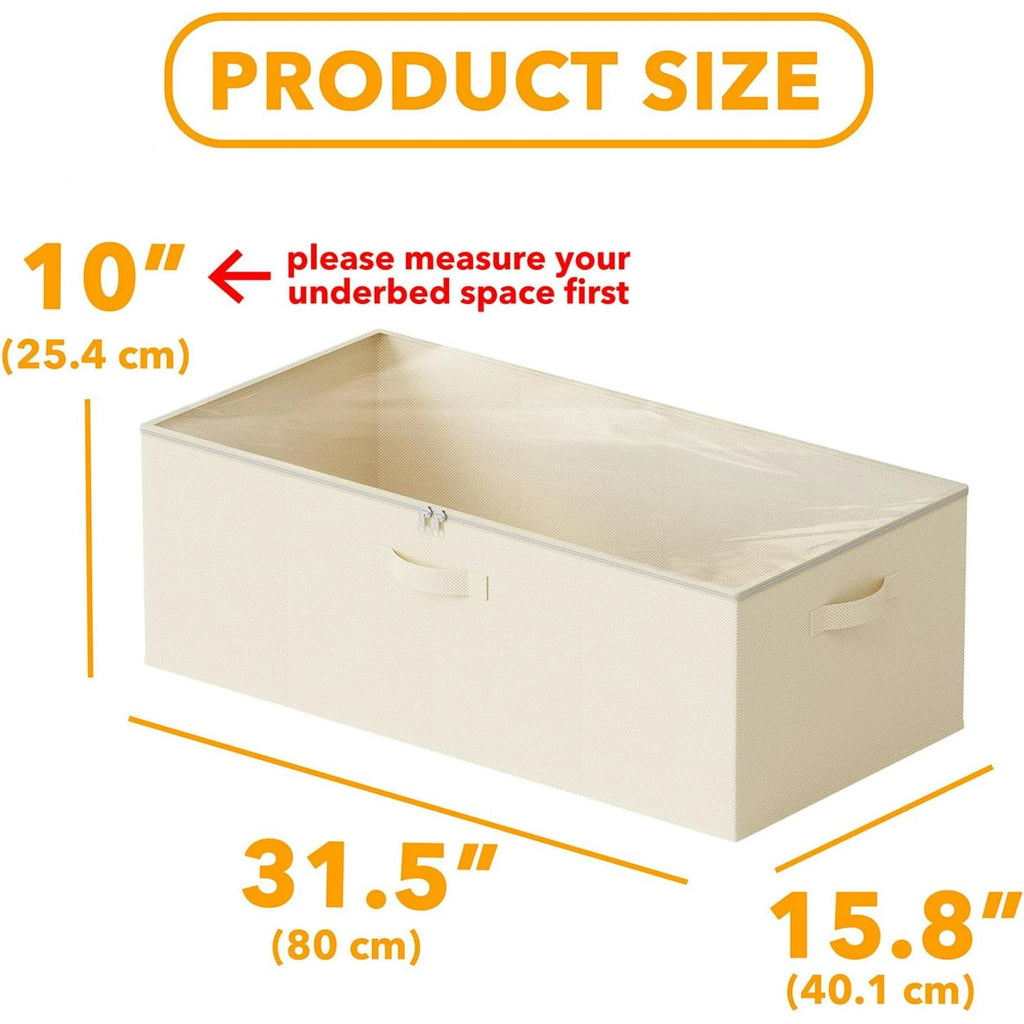 2 Pack 10 High Under Bed Storage Containers with Lids (Beige) J240