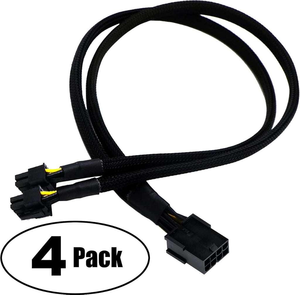 16 AWG PCI-e 8 Pin to Dual 8(6+2) Pin Sleeved Splitter Power Extension Cable 20 inches 4 Pack Z432290