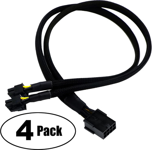 16 AWG PCI-e 8 Pin to Dual 8(6+2) Pin Sleeved Splitter Power Extension Cable 20 inches 4 Pack Z432290