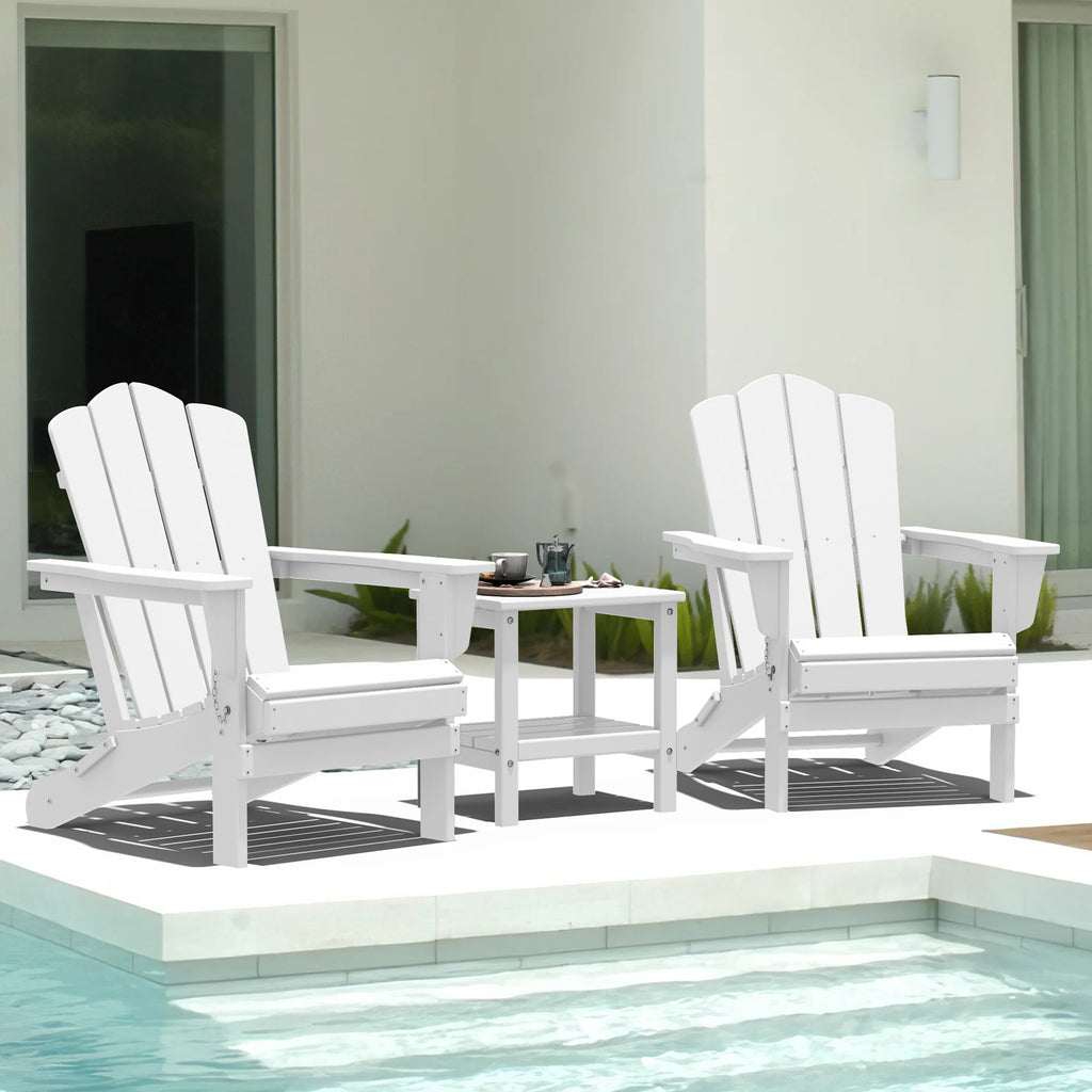 White HDPE Folding Adirondack Chair H7080