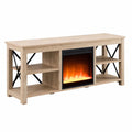 White Oak Electric Fireplace TV Stand with 2 Doors M6004