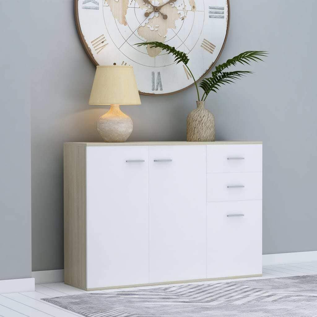 White Chipboard Sideboard Storage Cabinet M771520