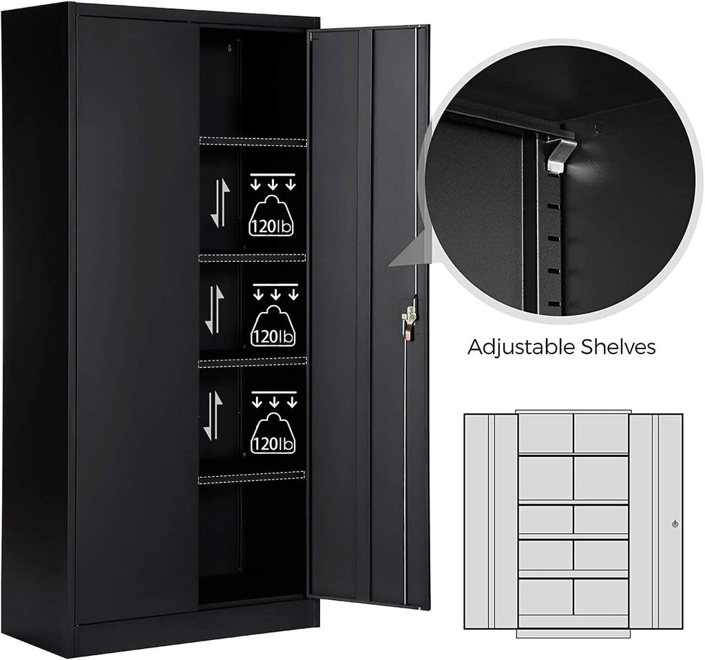 Black Metal Locking Cabinet with Wheels V636
