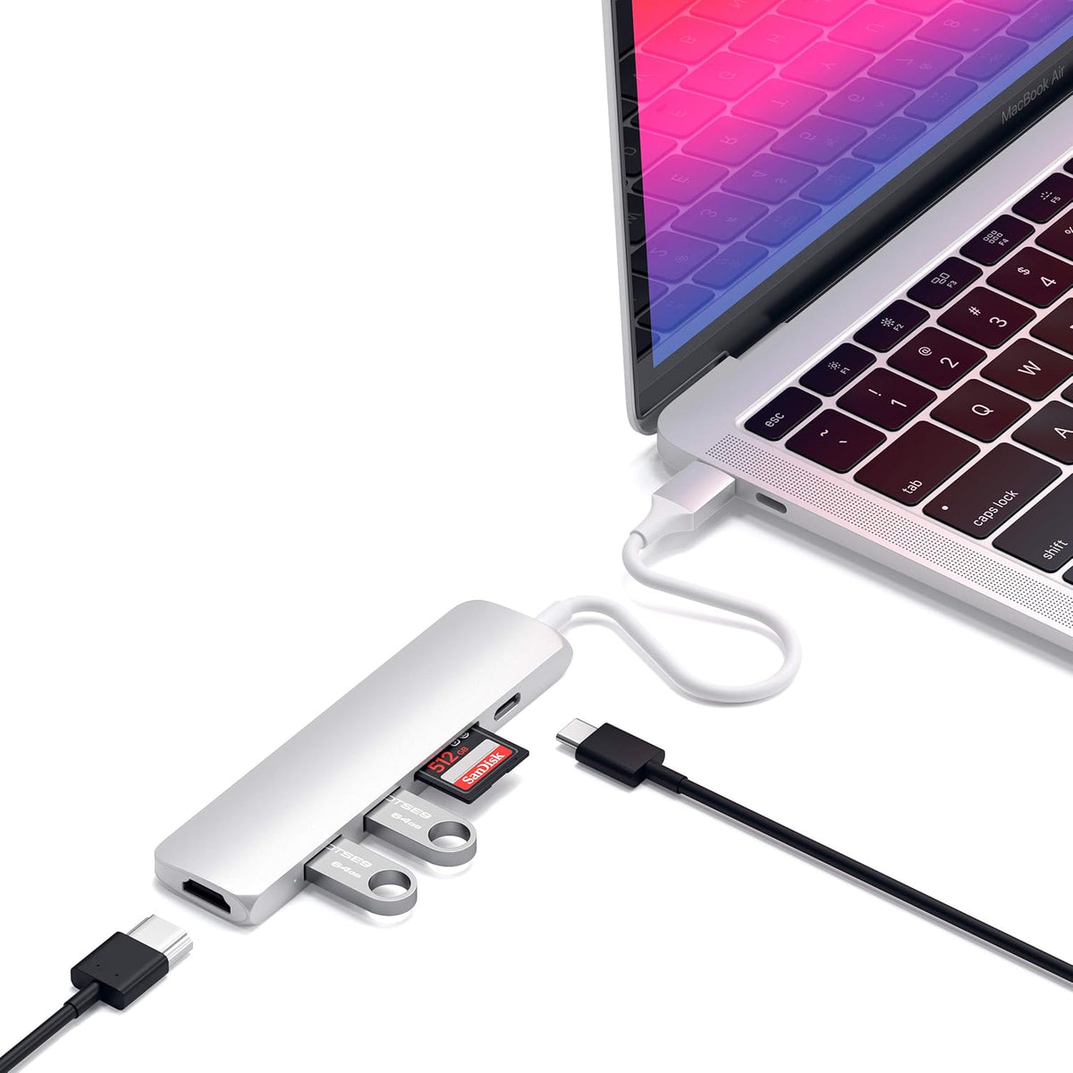 Slim Aluminum Type-C Multi-Port Adapter with 4K HDMI, Micro/SD Card Readers, USB 3.0 A439