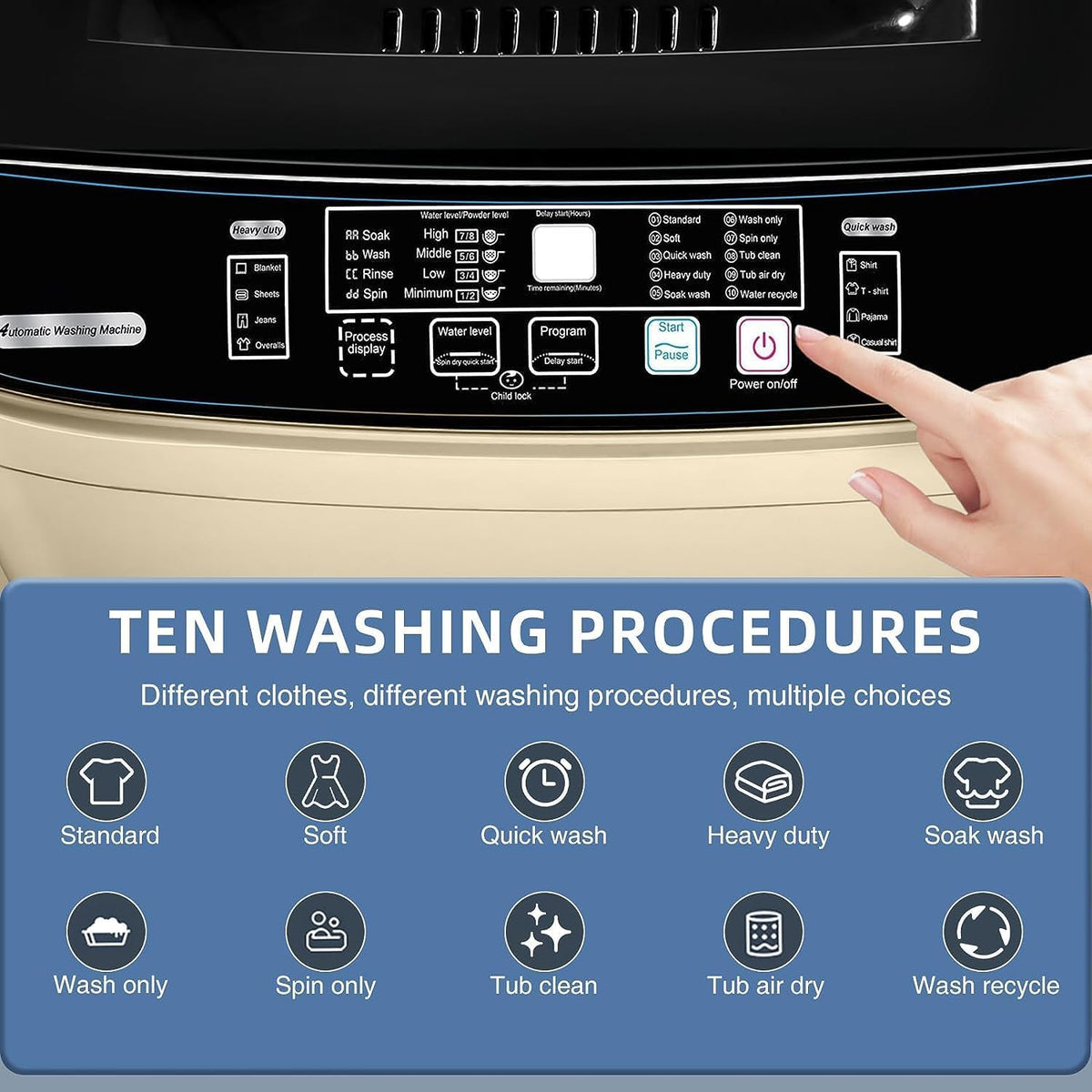 15.6Lbs Full Automatic Washing Machine with LED Display Q3890