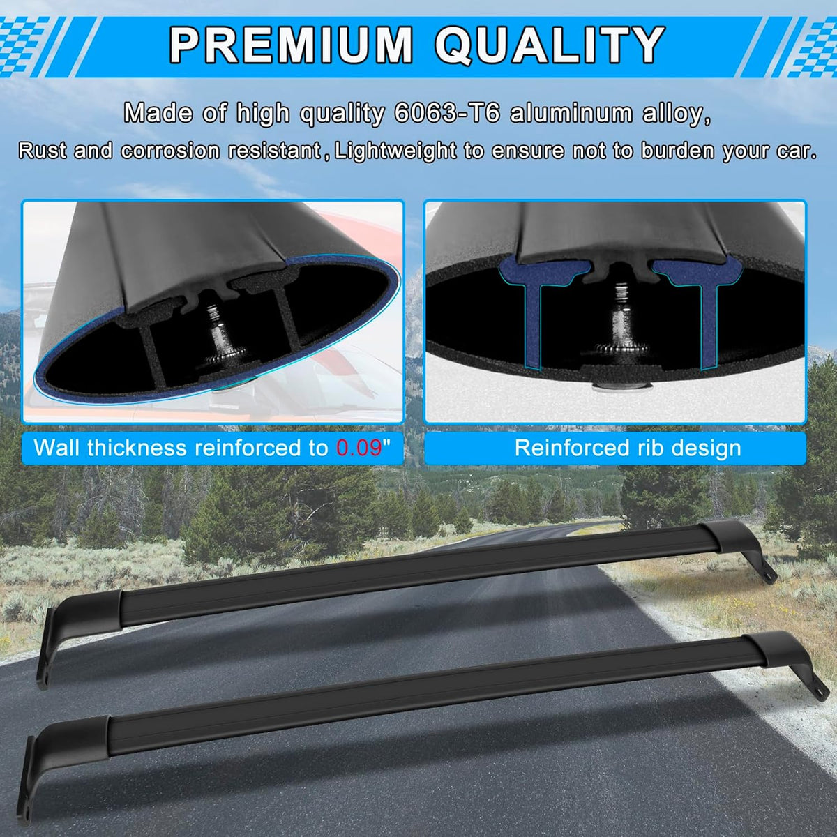 220LBS Aluminum Roof Rack Cross Bars Z196