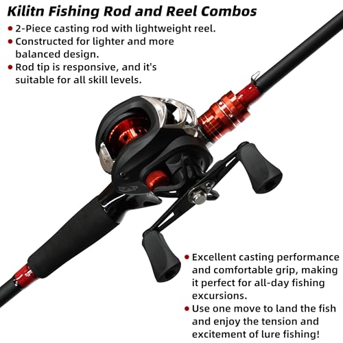 Fishing Rod and Reel Combo, 6 Foot 7 Foot 2-Piece, Fiberglass Carbon Fiber Rod with EVA Handle Z1450