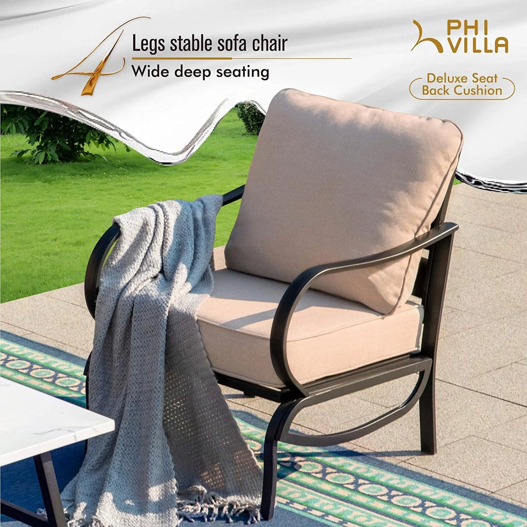 4 Piece Metal Patio Conversation Set with Sofa Chairs I76716
