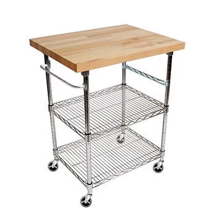 3 Tier Gourmet Cart with Maple Butcher Block Top B321645