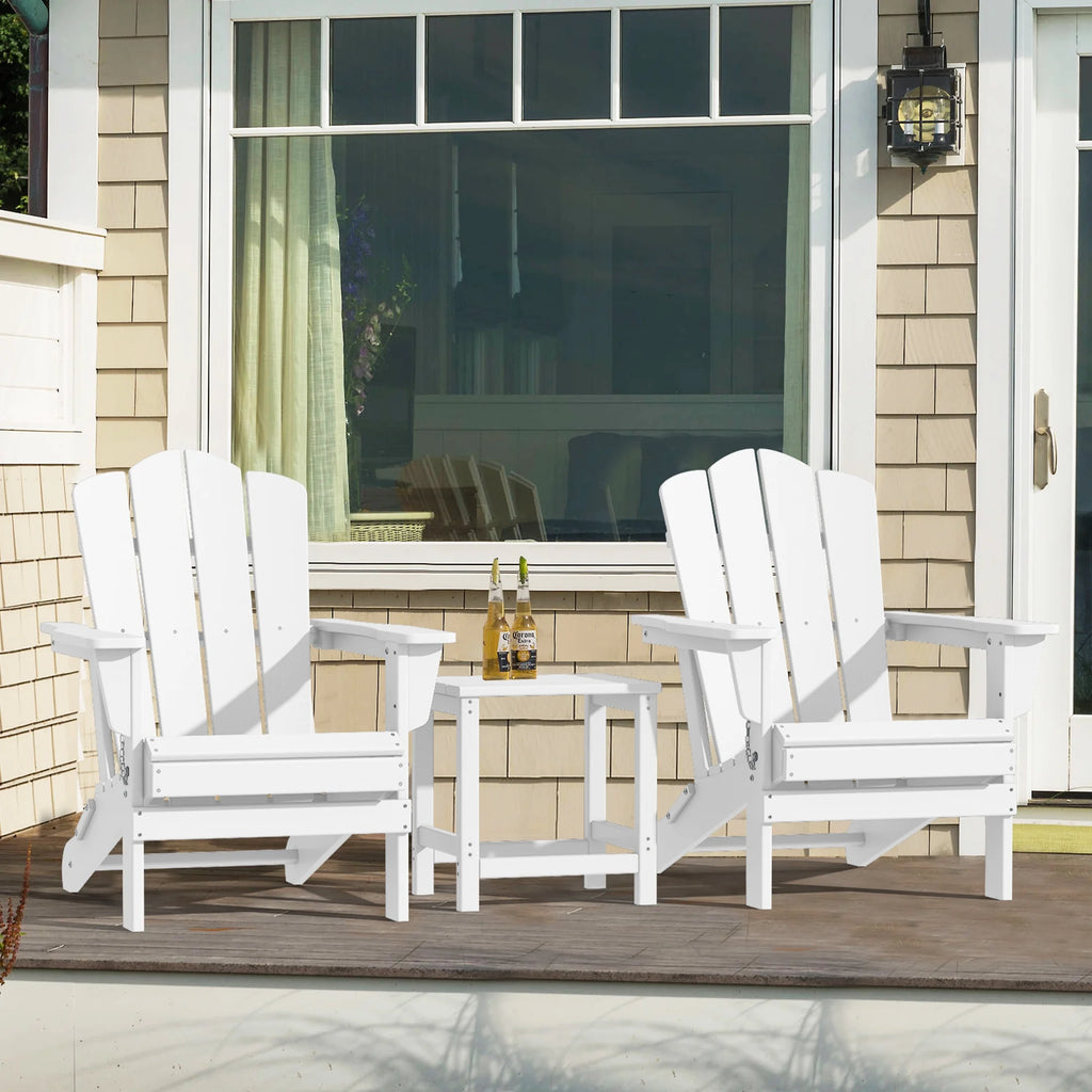 White HDPE Folding Adirondack Chair H7080